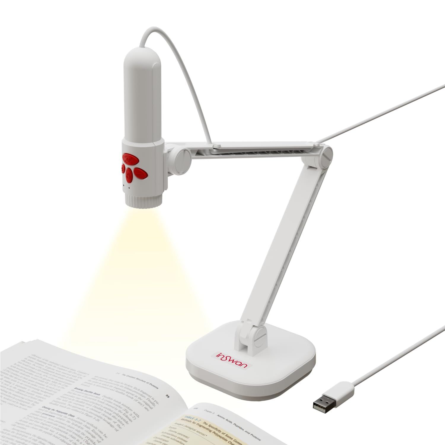 INSWAN INS 3 台湾製 USB 書画カメラ WEBカメラ 実物投影機 手持ちカメラ 1920 P 30 fps CMOS オートフォーカス 折りたたみ式ポータブル マイク内蔵 LEDライト搭載 Win Mac Chromebook iPad