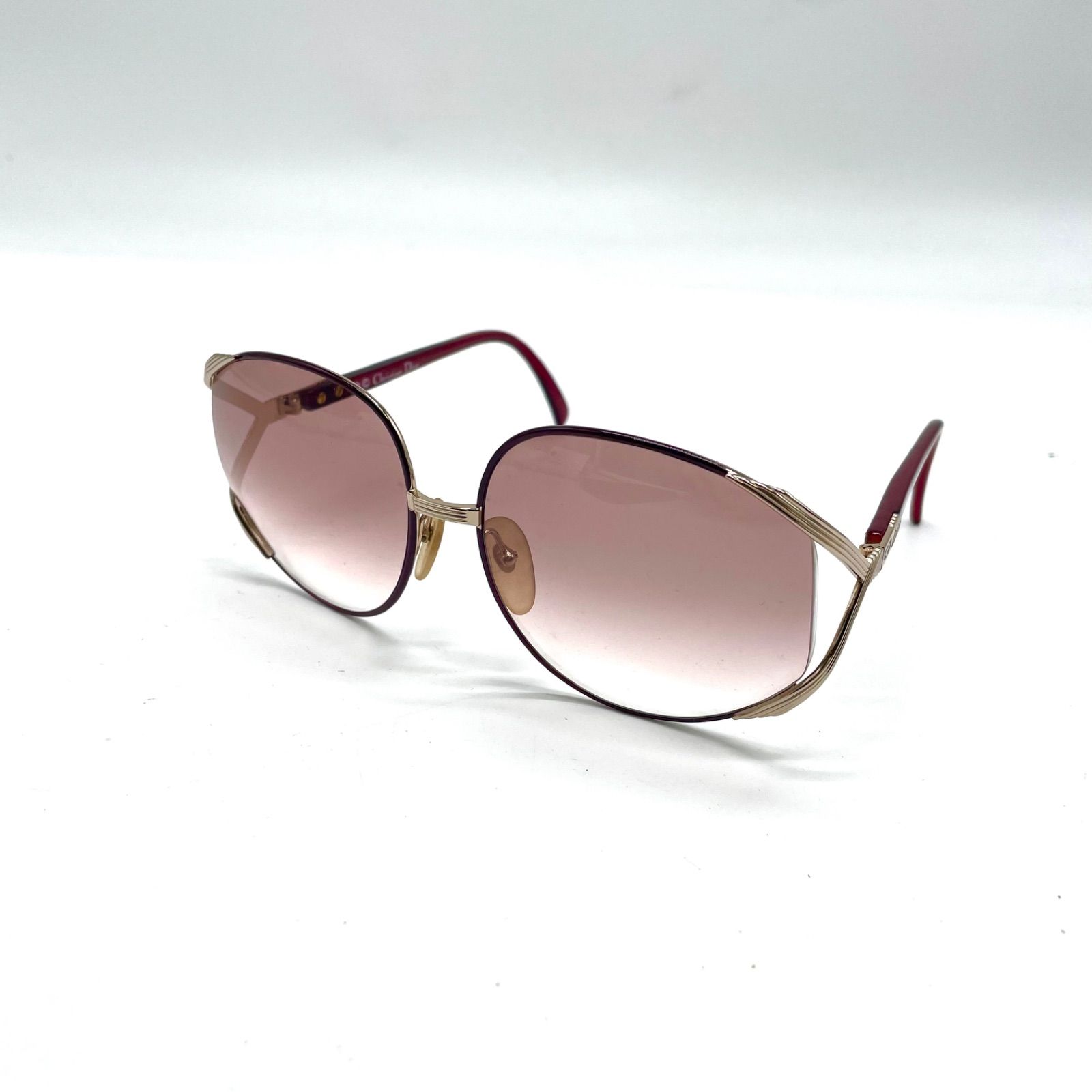 ChristianDior クリスチャンディオール サイドロゴ サングラス 眼鏡 メガネ レディース ボルドー 赤 ゴールド 金 グラデーション