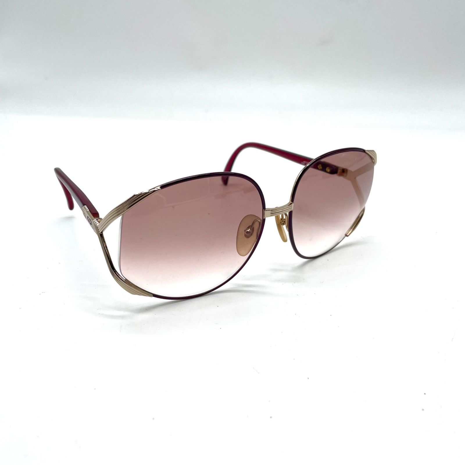 ChristianDior クリスチャンディオール サイドロゴ サングラス 眼鏡 メガネ レディース ボルドー 赤 ゴールド 金 グラデーション