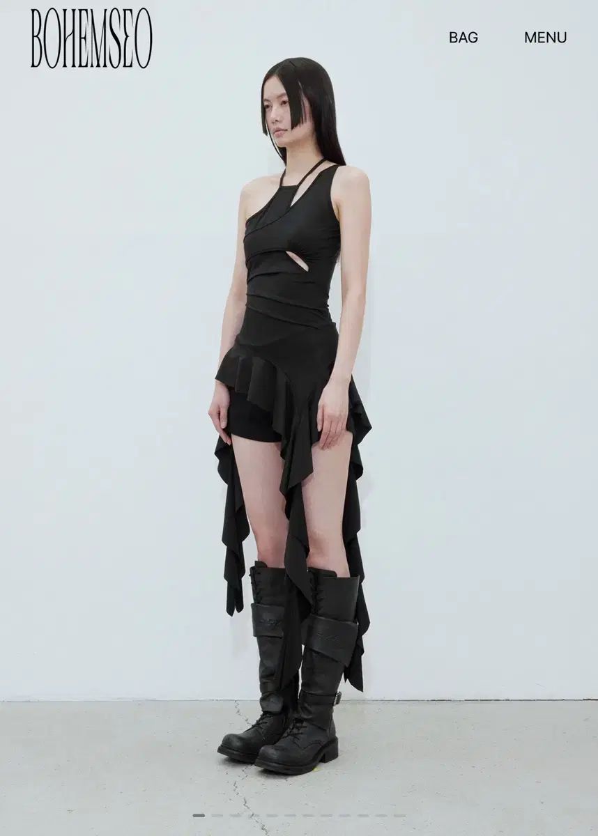 BOHEMSEO ボヘミアンソウル フリル ミニ ドレス ブラック