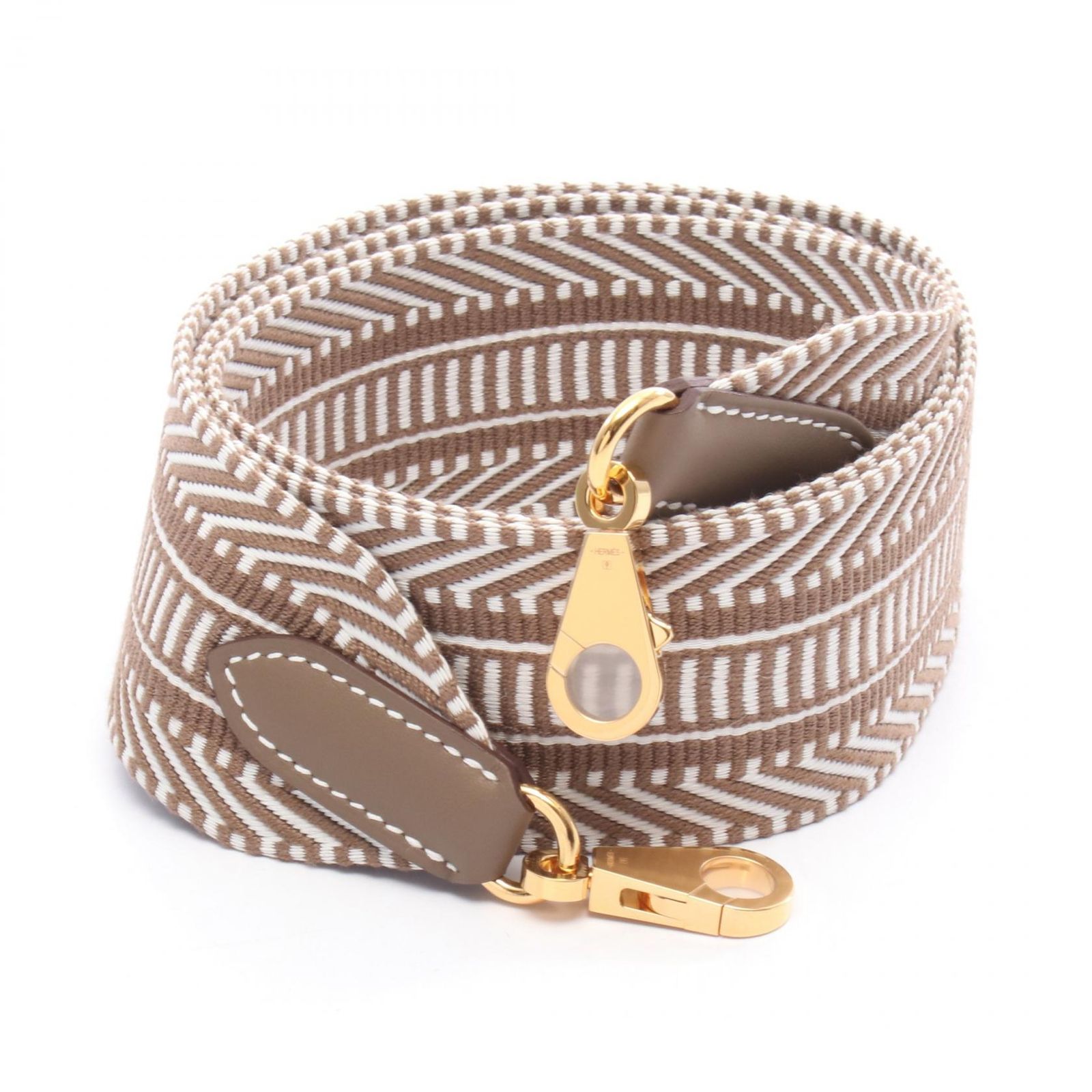 エルメス HERMES ショルダーストラップ バンドリエール サングル カヴァル 50mm エトゥープ キャンバス レザー バンドリエール サングル カヴァル エトゥープ