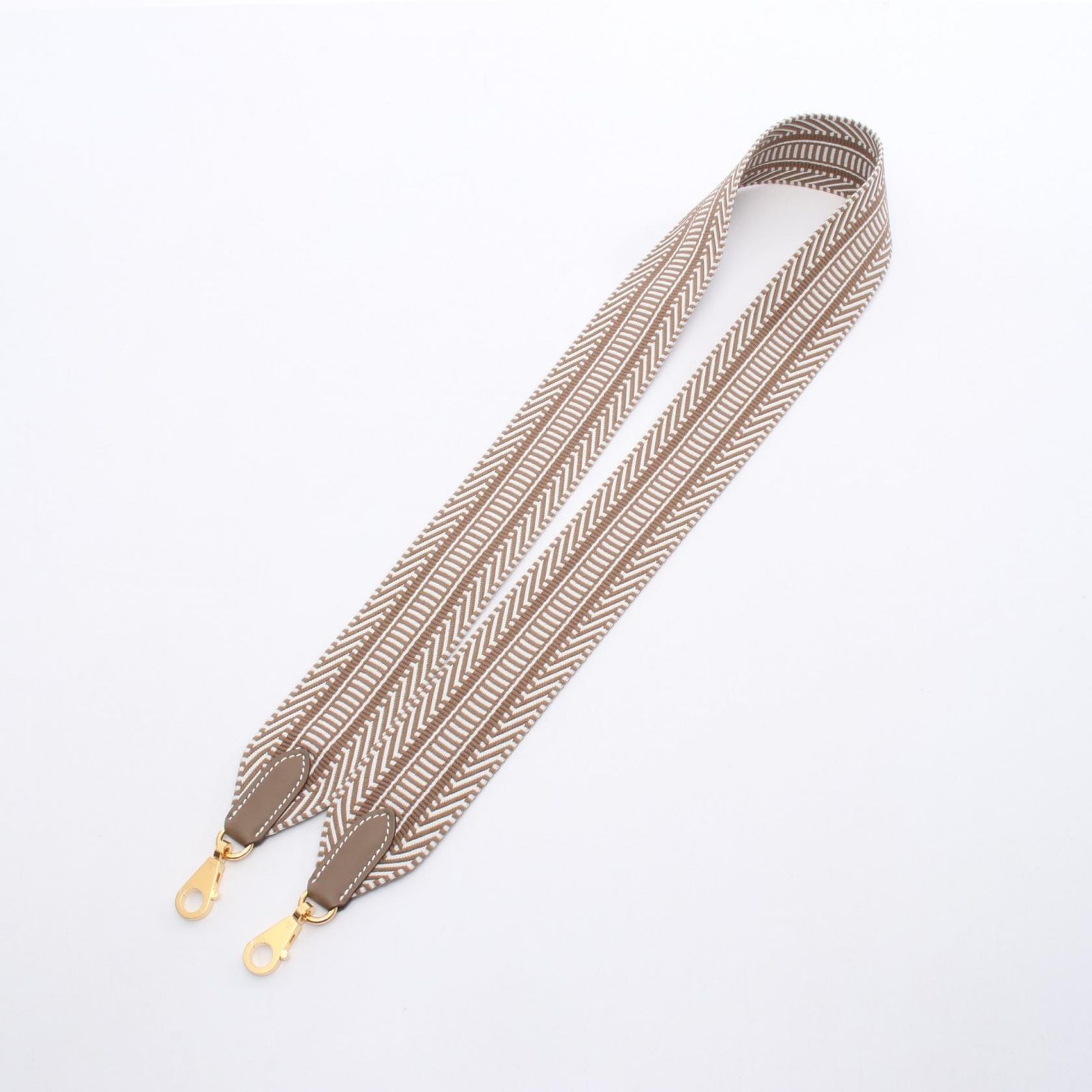 エルメス HERMES ショルダーストラップ バンドリエール サングル カヴァル 50ｍｍ エトゥープ キャンバス レザー