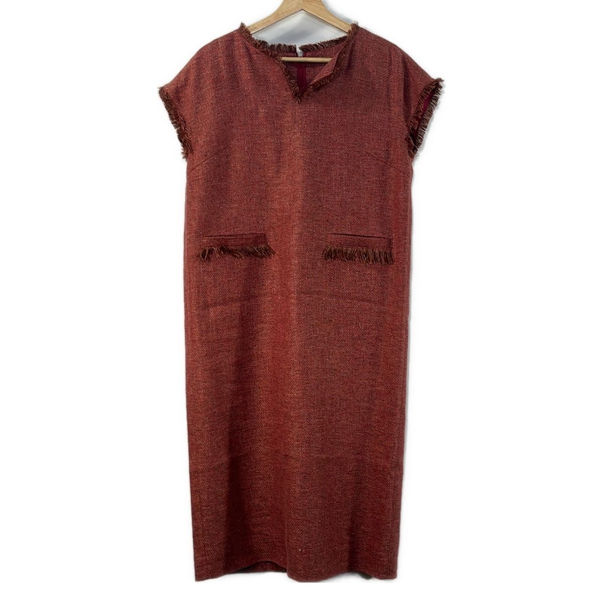 DAMAcollection ダーマ ワンピース サイズ11AR M レディース - ピンク×レッド×マルチ 半袖 ロング ツイード