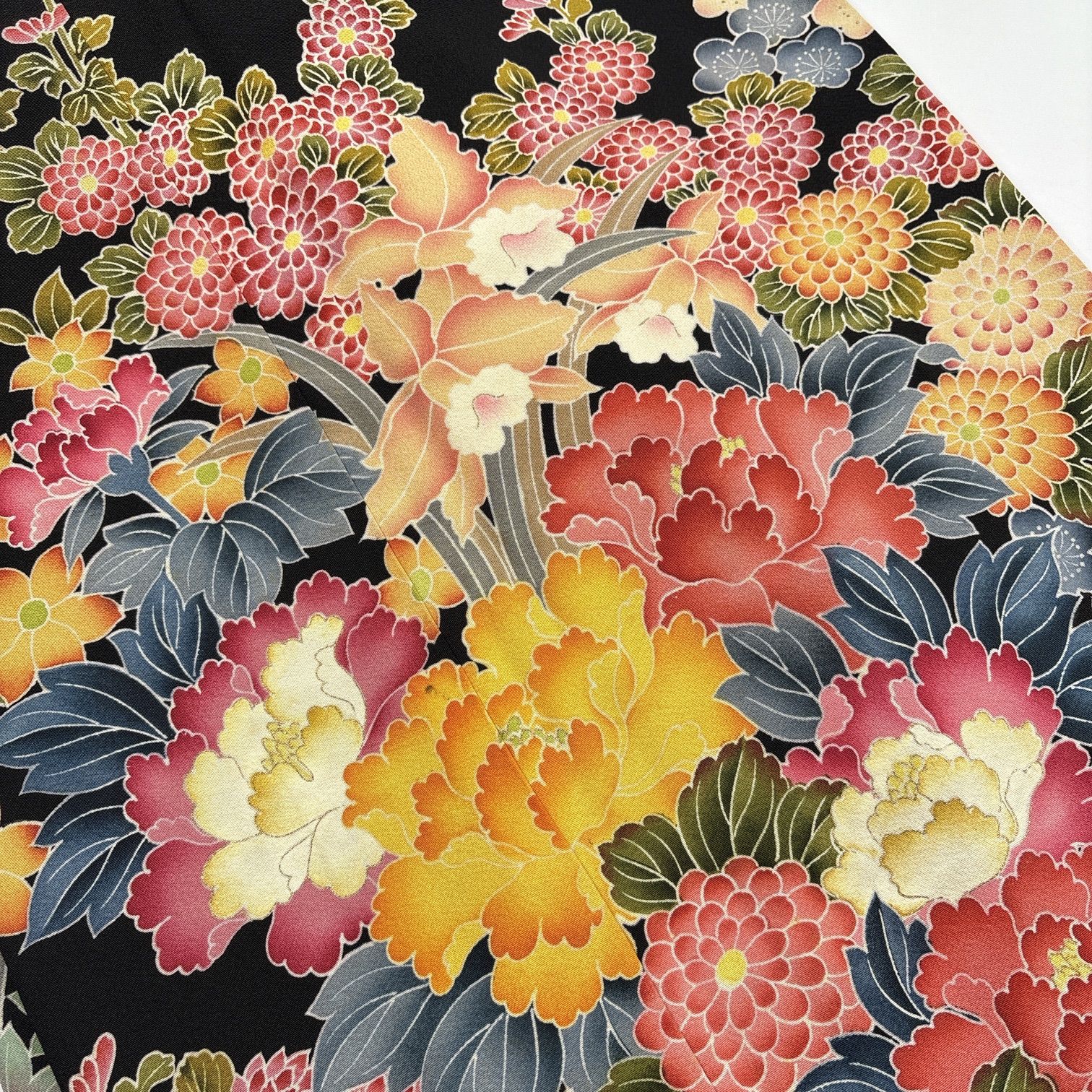  黒留袖 正絹 着物 同梱 リメイク用 着付け 1151 黒留袖 着物