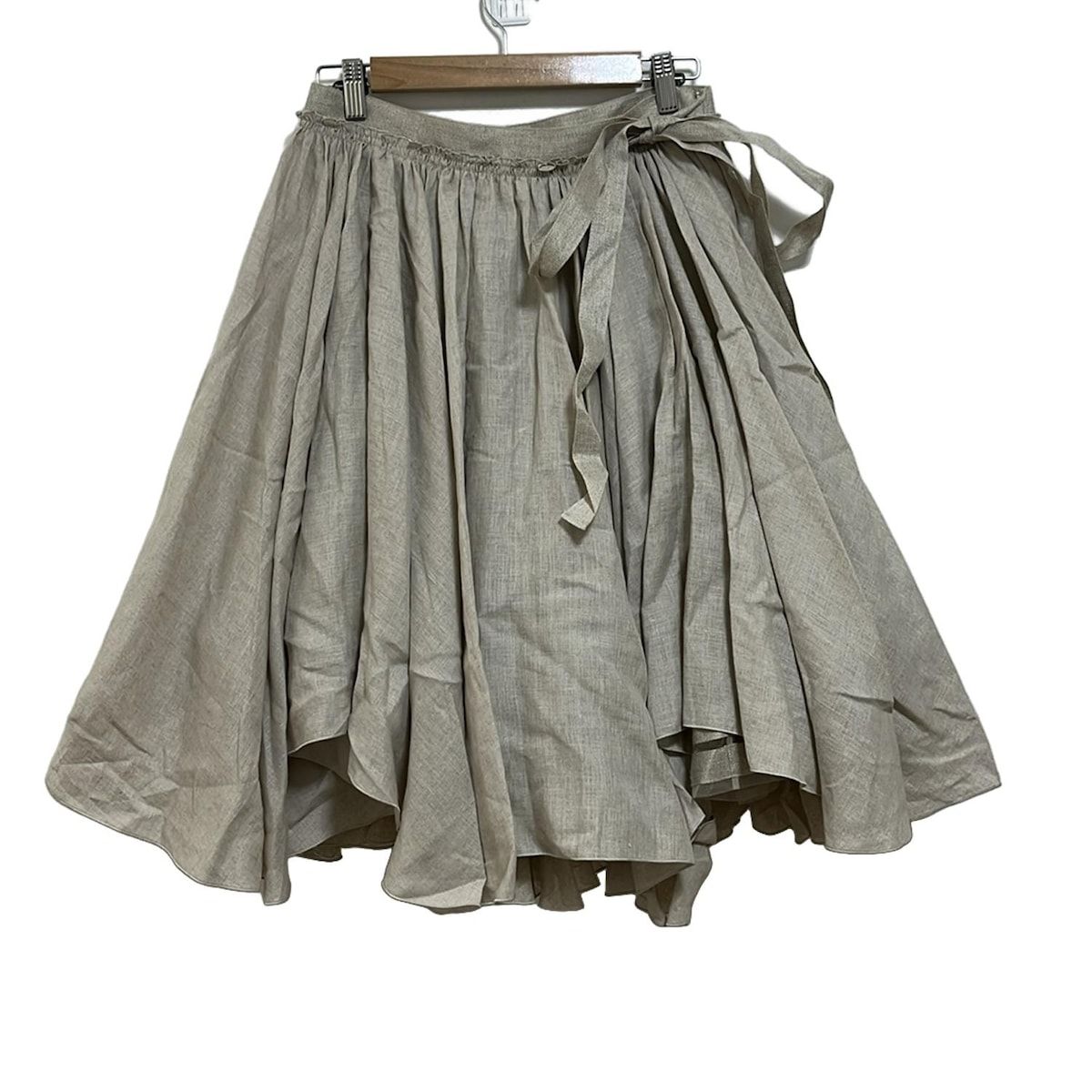 FOXEY フォクシー スカート サイズ40 M レディース リネンブーケ 38452 ベージュ ひざ丈 麻 チュール