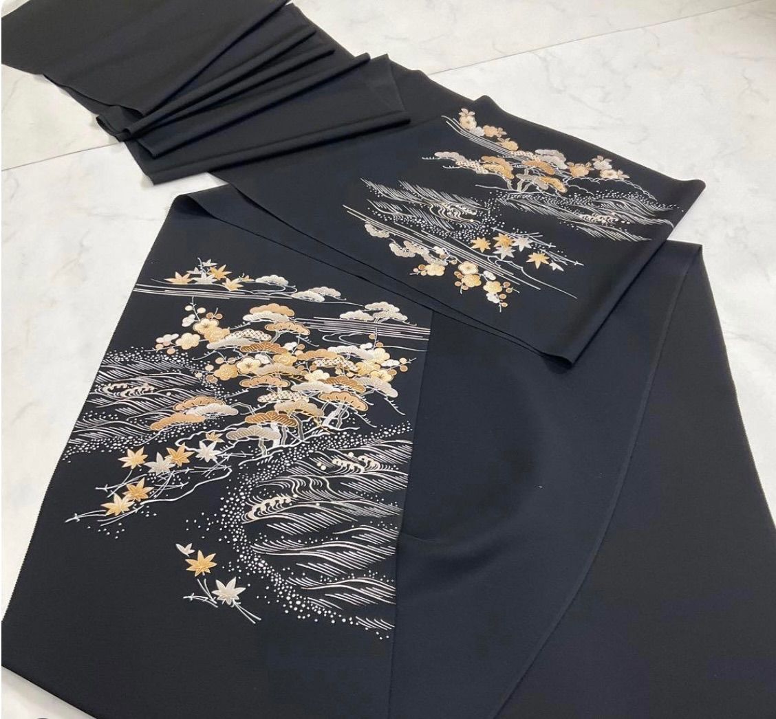 上塩瀬金駒刺繍 正絹