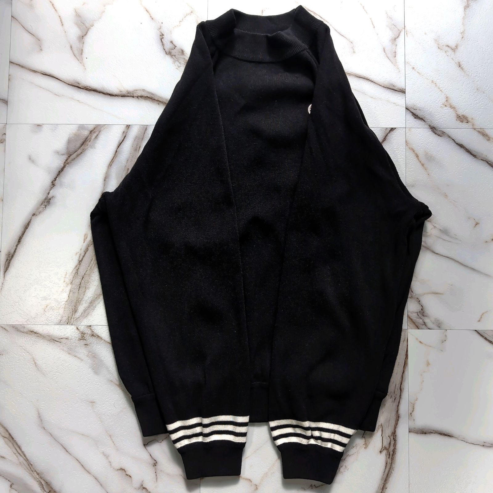  23 AW BORDERS at BALCONY 36 S BLACK ロゴ刺繍ワッペン 長袖 ニット セーター