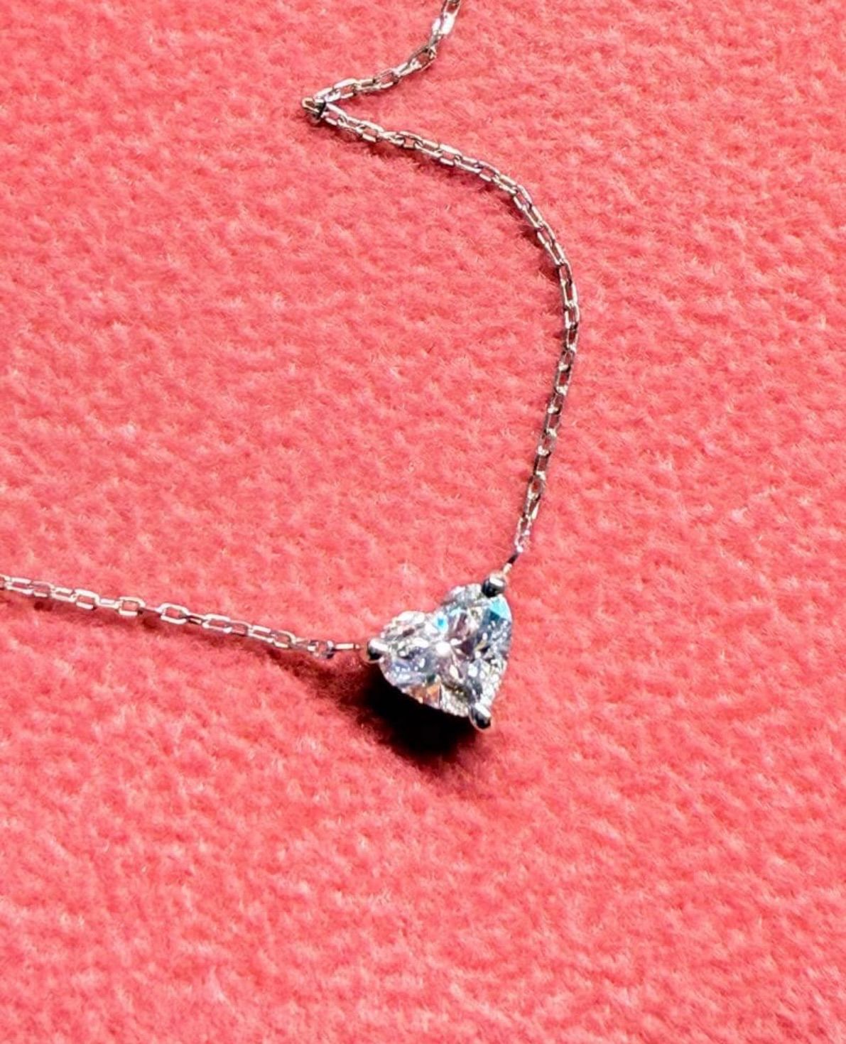 高品質 ぷっくり ハートシェープ GIAプラチナダイヤモンドネックレス