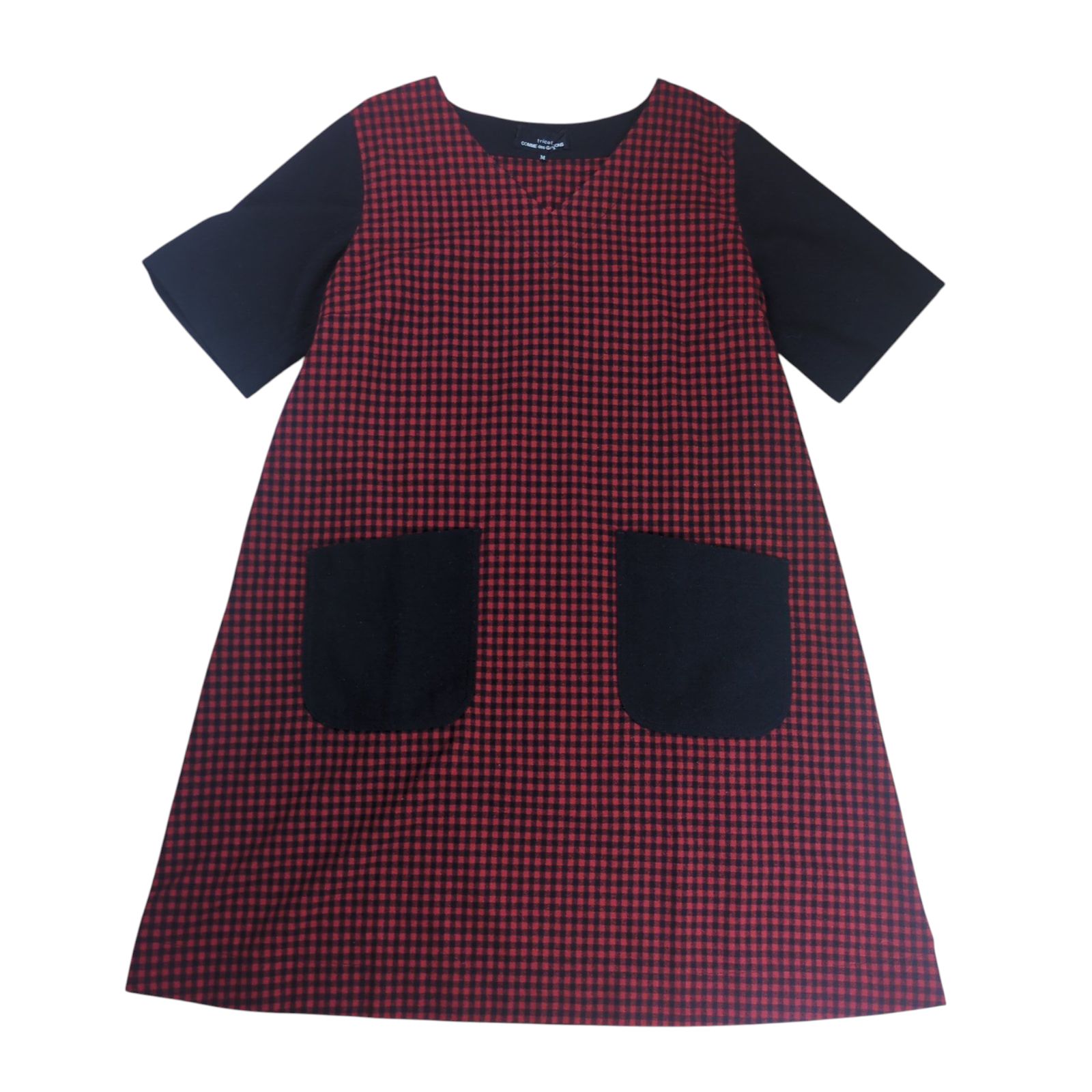 tricot COMME des GARCONS Ginghamcheck Wool V Neck One Piece