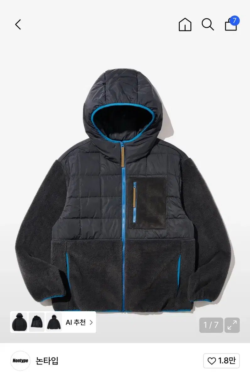 ノータイプ キルティング フリース ダウン アウター ブラック Lサイズ