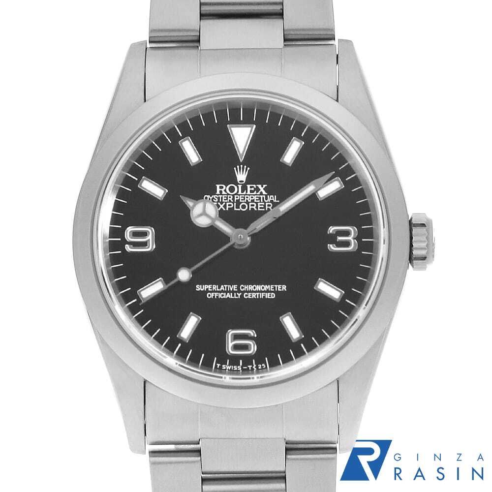 ロレックス エクスプローラーI 14270 ブラック シングルバックル オールトリチウム W番 中古 メンズ