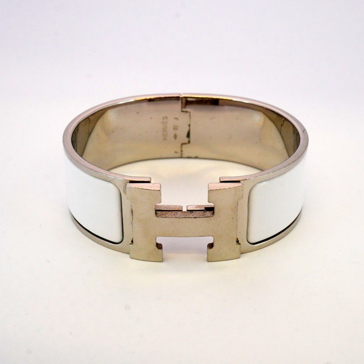 5jmb0869】エルメス バングル クリッククラックGM メタル シルバー