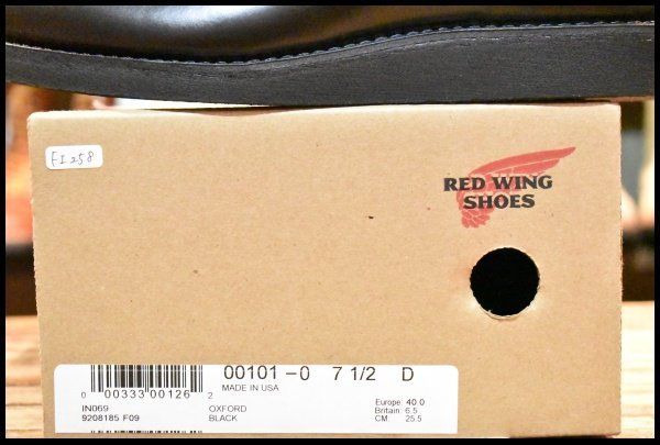  7 5 D 25年 レッドウィング 101 ポストマン シューズ 黒 ブラック シャパラル 短靴 レースアップ ブーツ redwing FI 258 ワークブーツ ブーツ 革靴