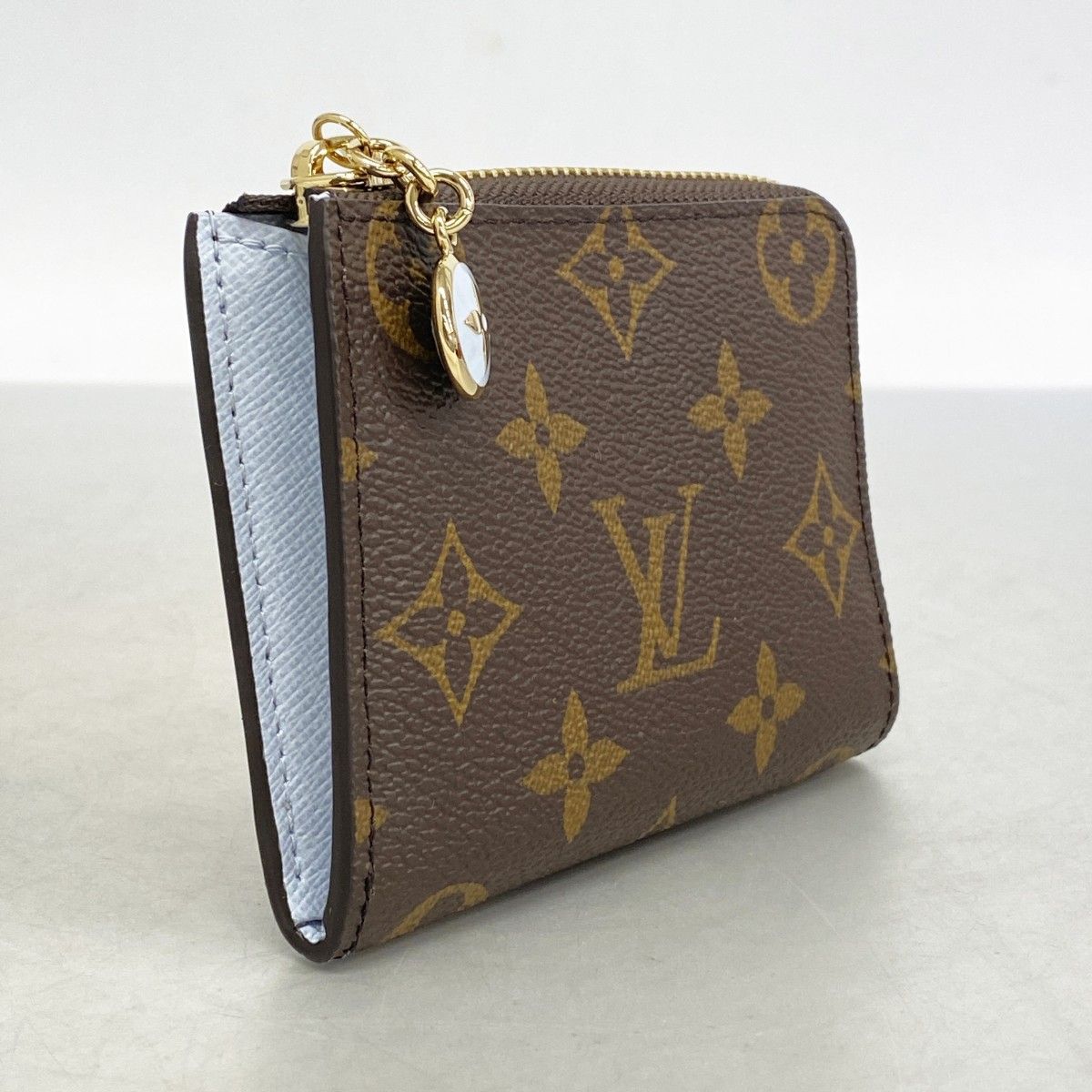 5 ob 1239 ルイヴィトン 財布 モノグラム ポルトフォイユノア M 14530 ブラウン アズールブルー レディース