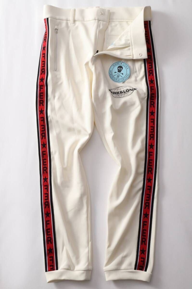 正規 MARK-LONA マーク＆ロナ FER Star Stripe Jogger スターストライプジョガーパンツ L 48 MFM-4 C-AT 01 オフホワイト白 B品