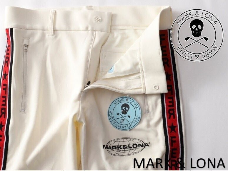 正規 MARK-LONA マーク&ロナ FER Star Stripe Jogger スターストライプジョガーパンツ L 48 MFM-4C-AT01 オフホワイト白 本物保証 B品