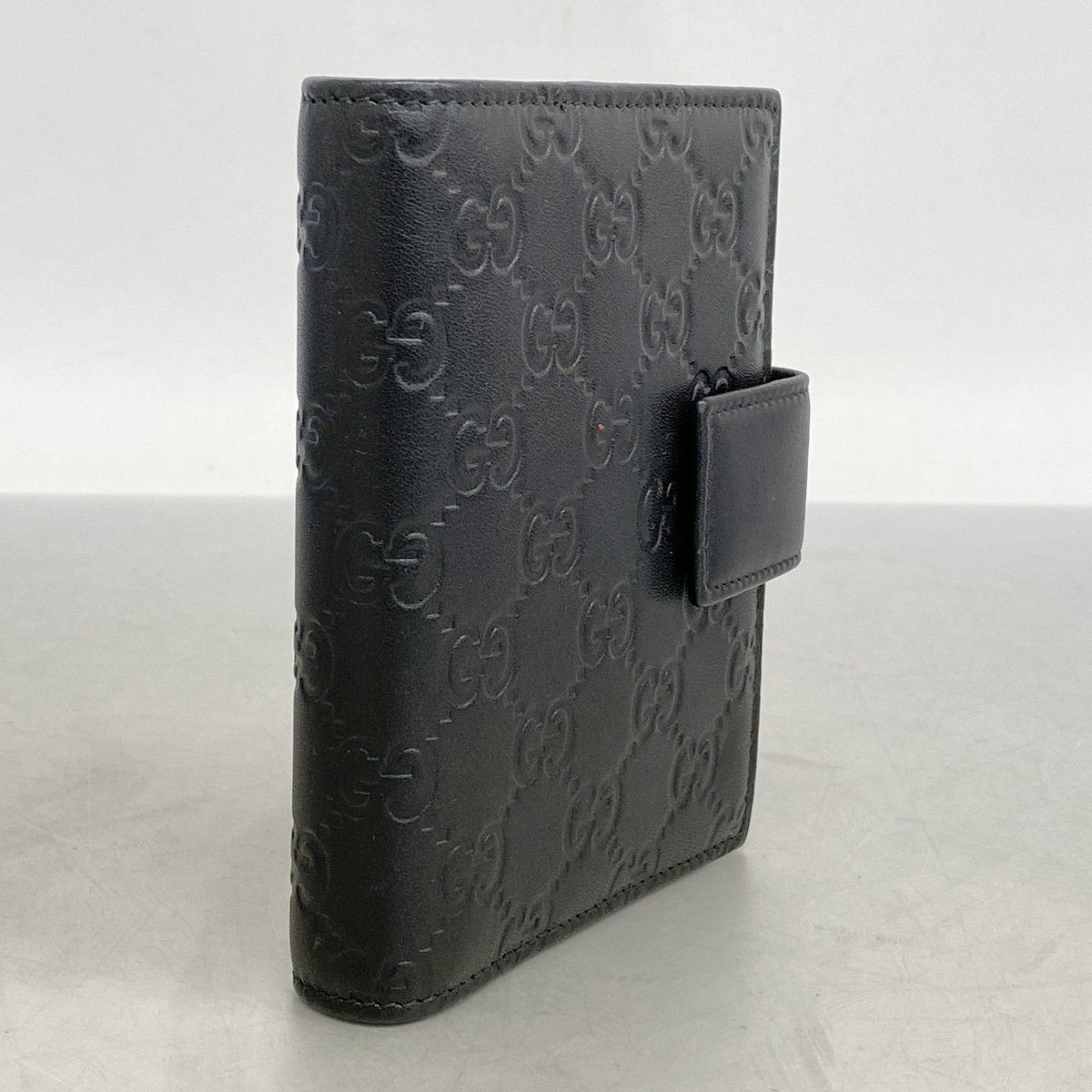 5oc1412 グッチ 手帳カバー グッチシマ 115240 レザー ブラック シャンパンゴールド金具 メンズ レディース ユニセックス