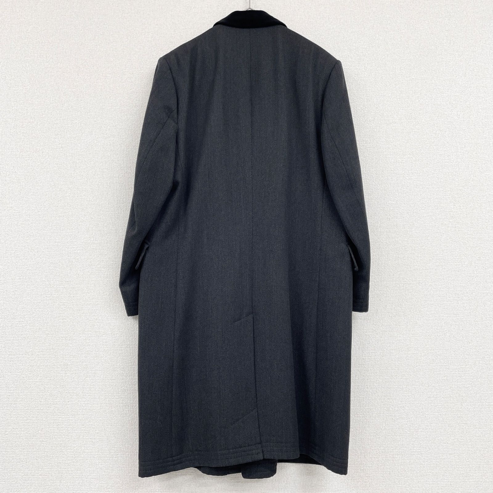 BYRBERRY LONDON バーバリー ロンドン チェスターコート ロング ベロア ウール ブラック メンズ