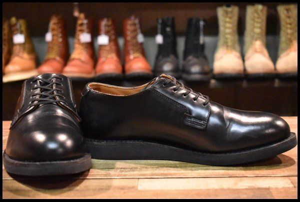 8D 24年 レッドウィング 101 ポストマン シューズ 黒 ブラック シャパラル ローカット 短靴 編み上げ ブーツ redwing HOPESMORE FJ400