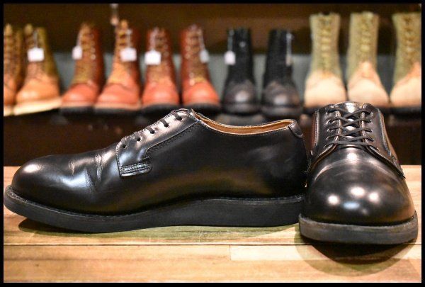 8D 24年 レッドウィング 101 ポストマン シューズ 黒 ブラック シャパラル ローカット 短靴 編み上げ ブーツ redwing HOPESMORE FJ400