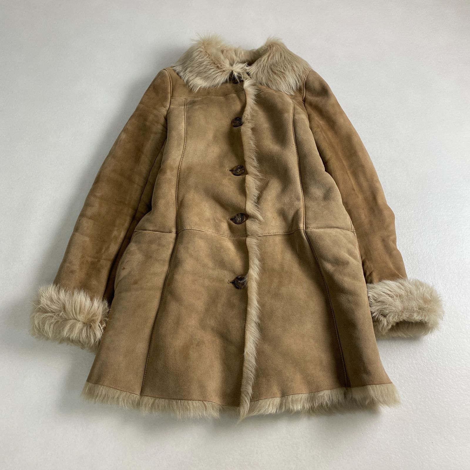 ドゥーズィエムクラス ムートンコート Deuxieme Classe 羊革 ファー襟 ベージュ 38