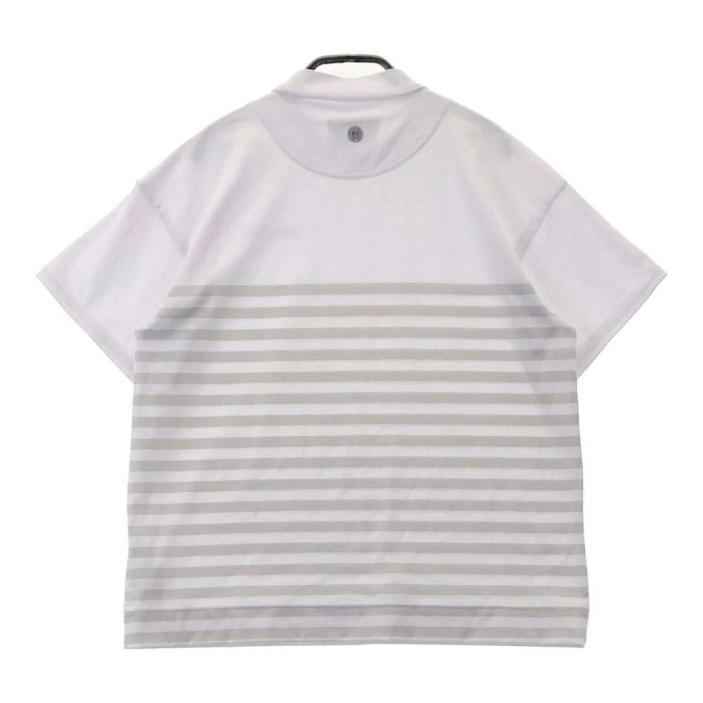 サイズ S GOLF ブリーフィング モデル ハイネック 半袖Tシャツ ボーダー柄 ホワイト系 ゴルフウェア レディース ストスト