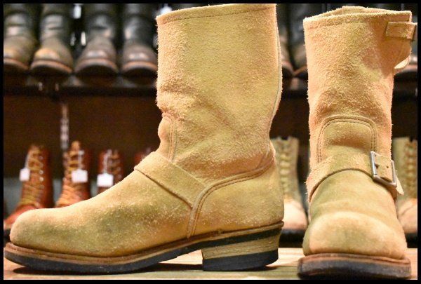 8D PT99刺繍 ベルト位置低い レッドウィング 8268 スエード エンジニア タン ラフアウト ベージュ ブーツ redwing HOPESMORE FJ402