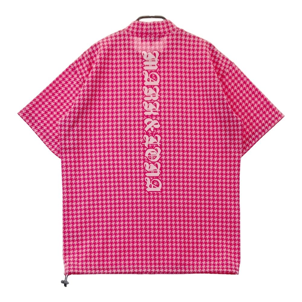 サイズ 48 MARK-LONA マークアンドロナ 半袖モックネックTシャツ 千鳥 ピンク系 ゴルフウェア メンズ ストスト
