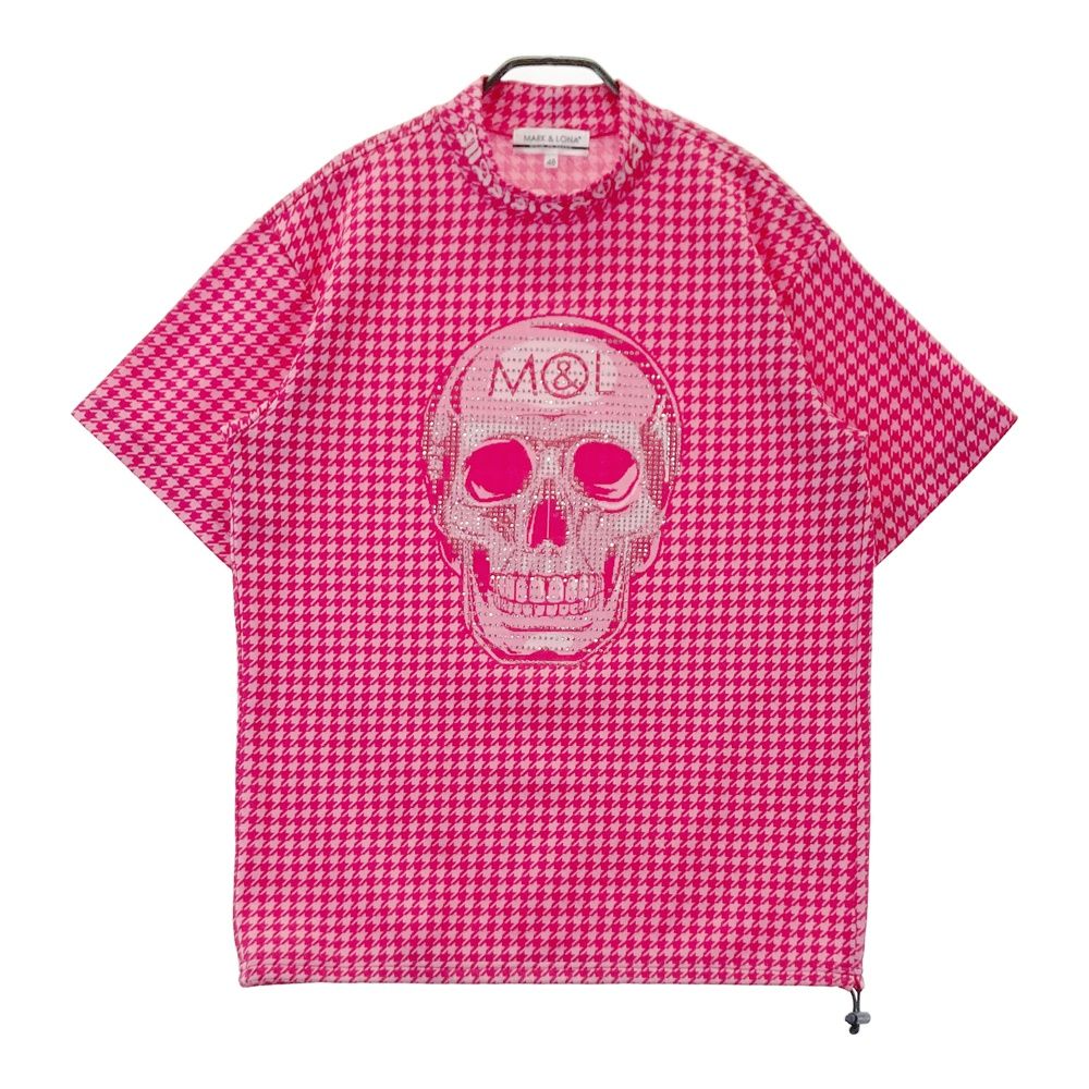 サイズ 48 MARK-LONA マークアンドロナ 半袖モックネックTシャツ 千鳥 ピンク系 240101555657 ゴルフウェア メンズ ストスト