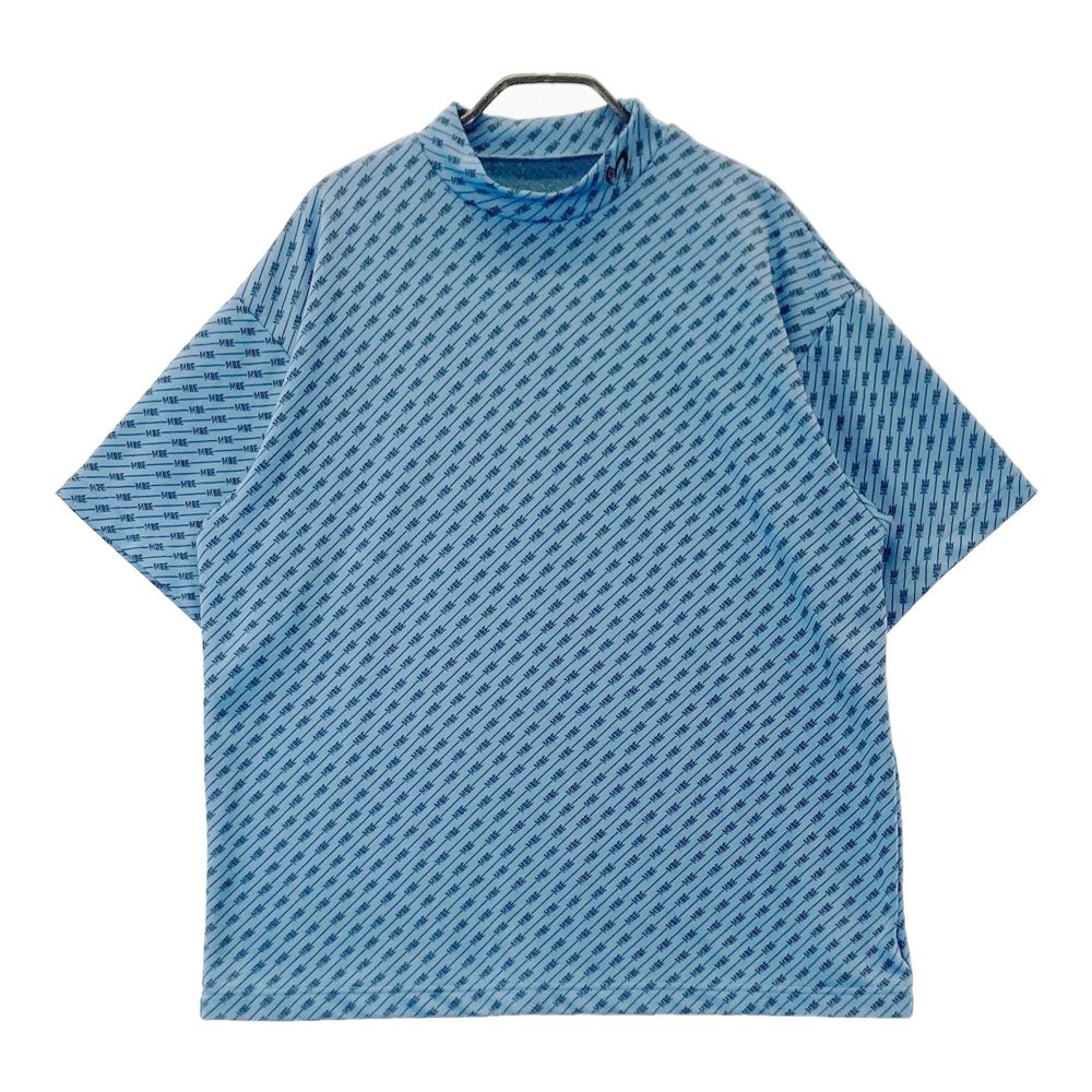 サイズ 4 MASTER BUNNY EDITION マスターバニーエディション 半袖ハイネックTシャツ 総柄 ブルー系 240101555677 ゴルフウェア メンズ ストスト