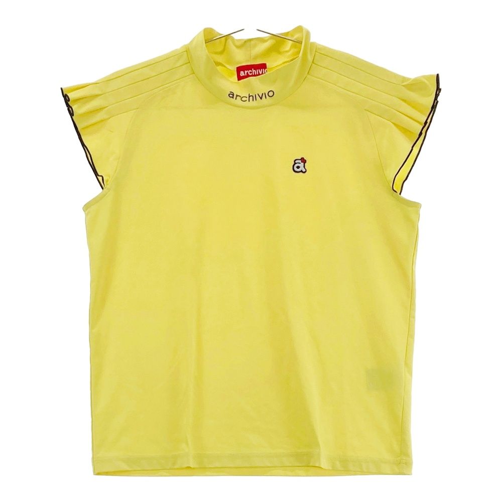 サイズ 40 ARCHIVIO アルチビオ モデル ハイネック 半袖Tシャツ 袖フリル イエロー系 240101557374 ゴルフウェア レディース ストスト