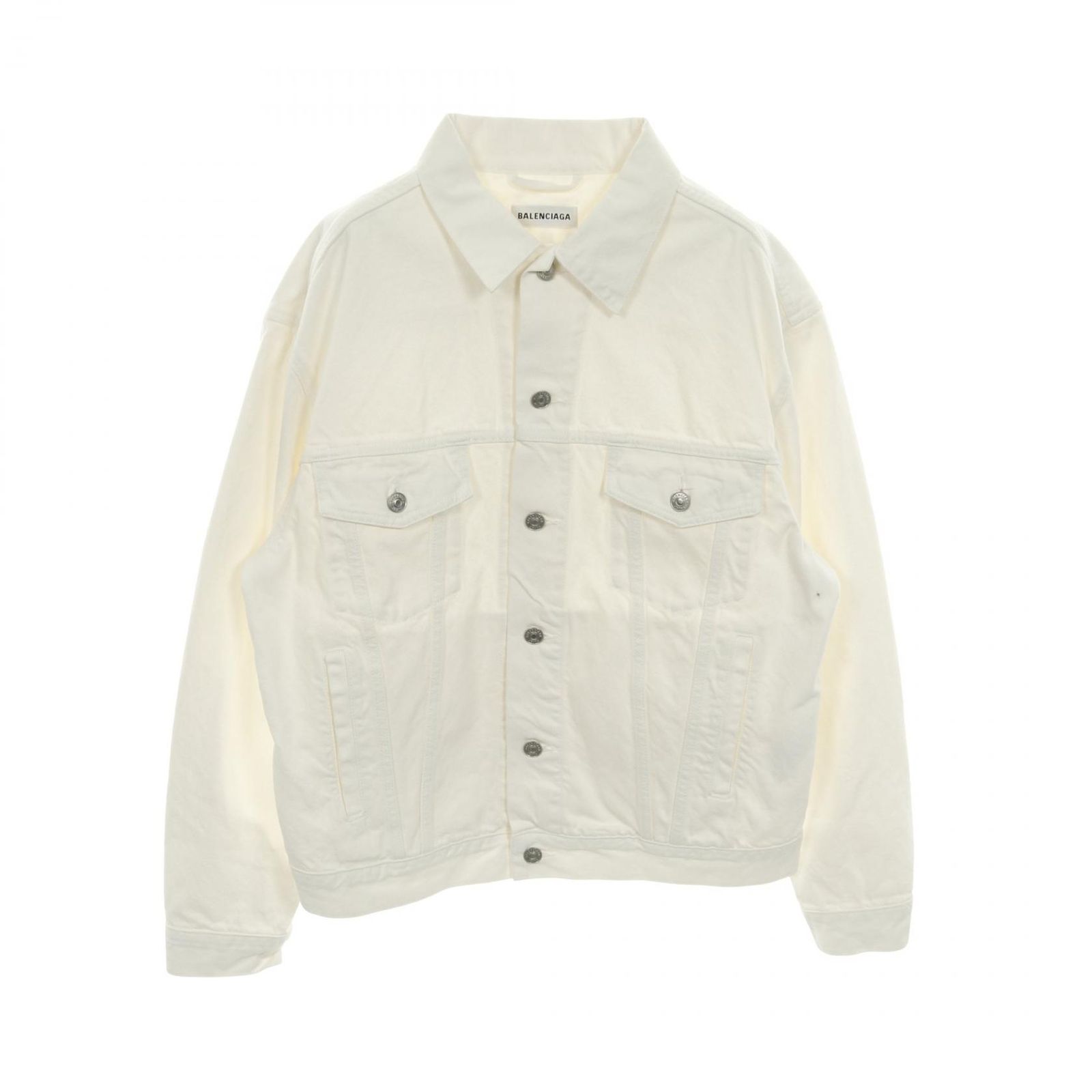 未使用★BALENCIAGA デニムジャケット　46 ホワイト　バレンシアガ バレンシアガ BALENCIAGA デニムジャケット ホワイト コットン デニム