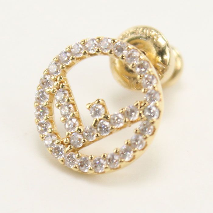 FENDI フェンディ エフ イズ 8 AG 738 6 DM F 089 U ピアス メタル ジルコニア レディース