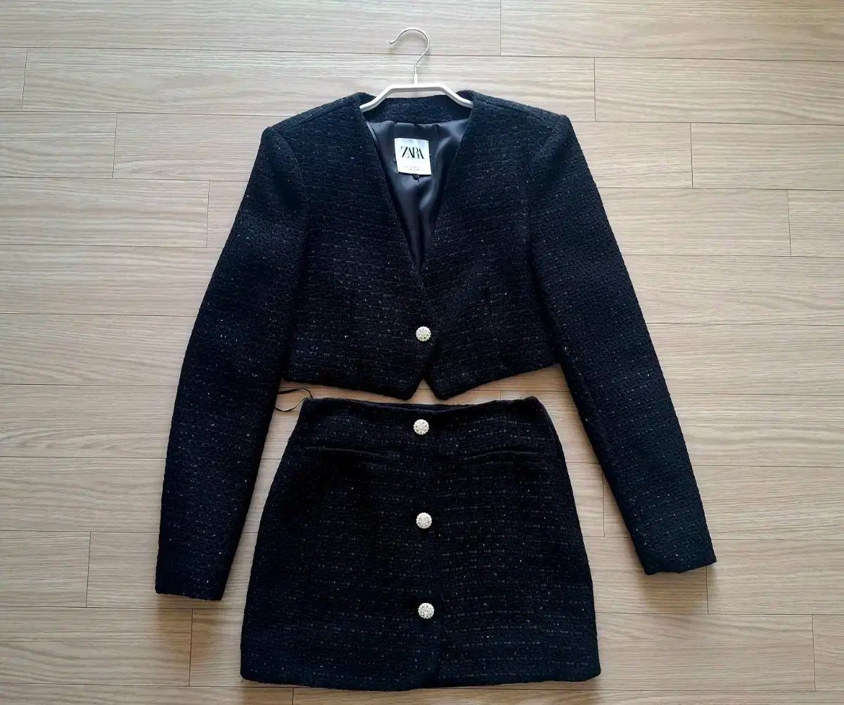ザラ ブラック ツイード セットアップ スカート ジャケット