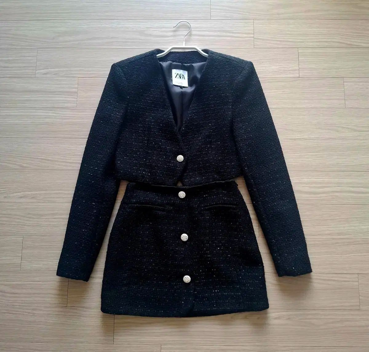 ザラ ブラック ツイード セットアップ スカート ジャケット