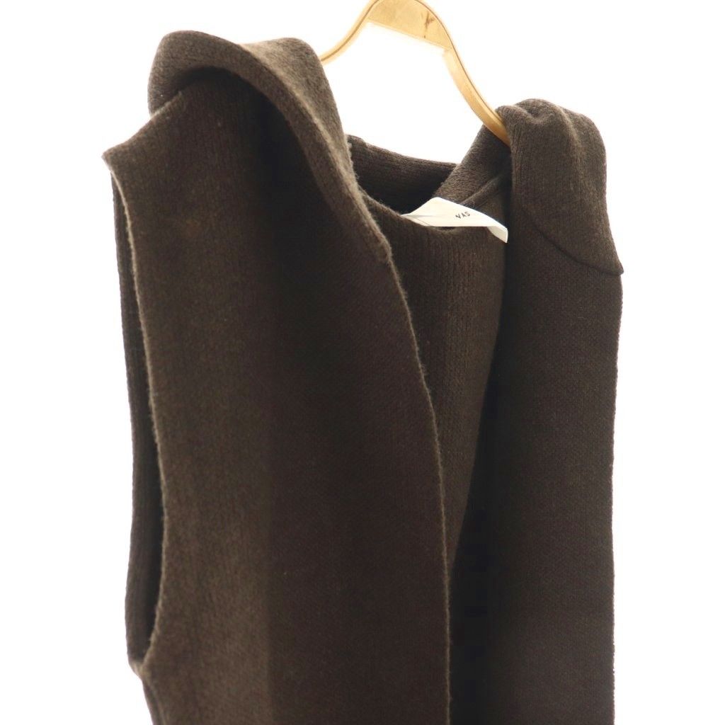  ADAWAS アダワズ AIRY INRAY HOODIE LONG GILET ニットジレ ベスト 前開きトッパー ロング F 茶 ブラウン AT OS ベスト ジレ ビスチェ トップス