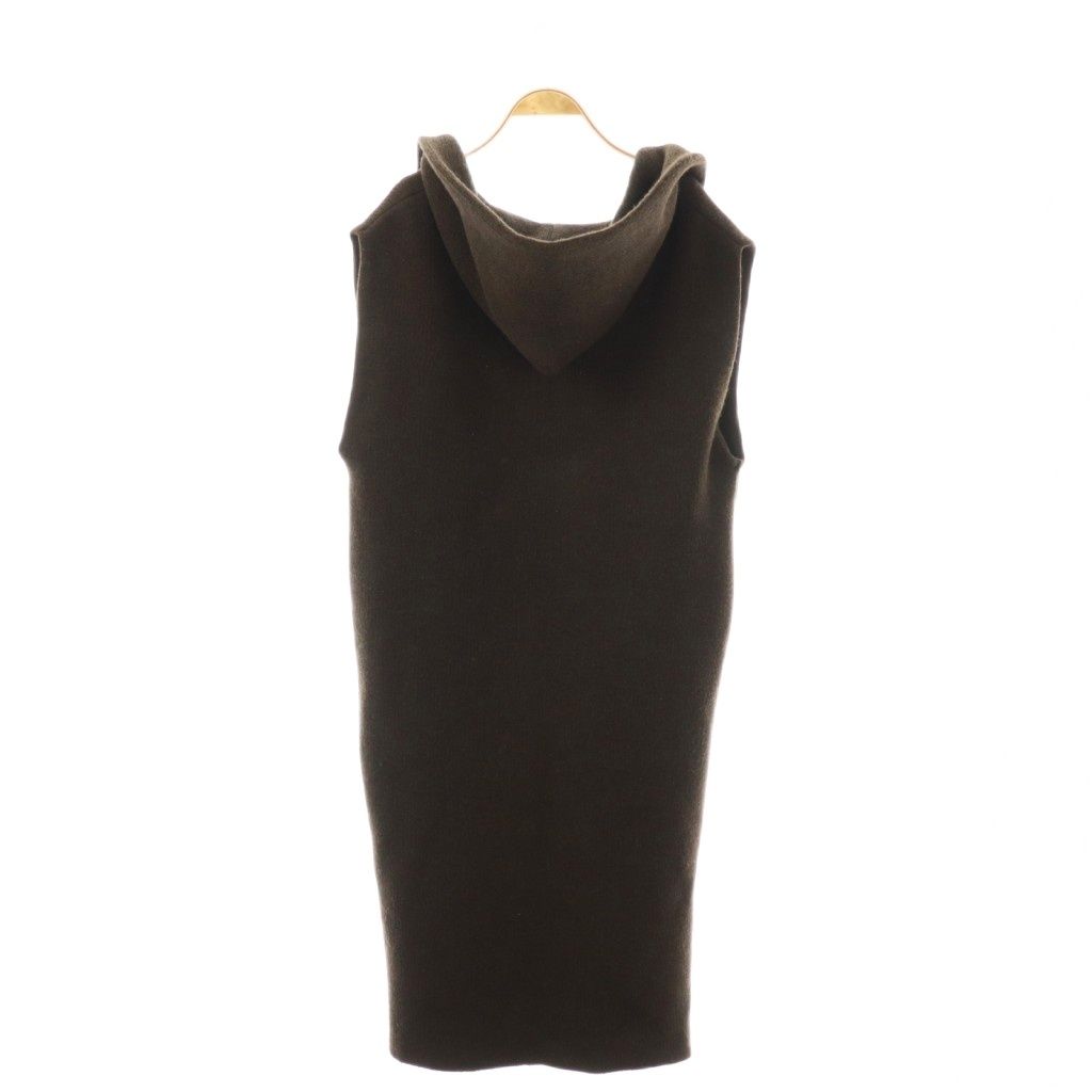 ADAWAS アダワズ AIRY INRAY HOODIE LONG GILET ニットジレ ベスト 前開きトッパー ロング F 茶 ブラウン AT OS