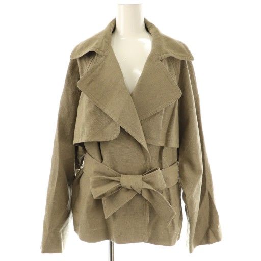プラージュ Plage 24SS WOOL LINEN トレンチジャケット ブルゾン リネン混 38 ブラウン ES OS