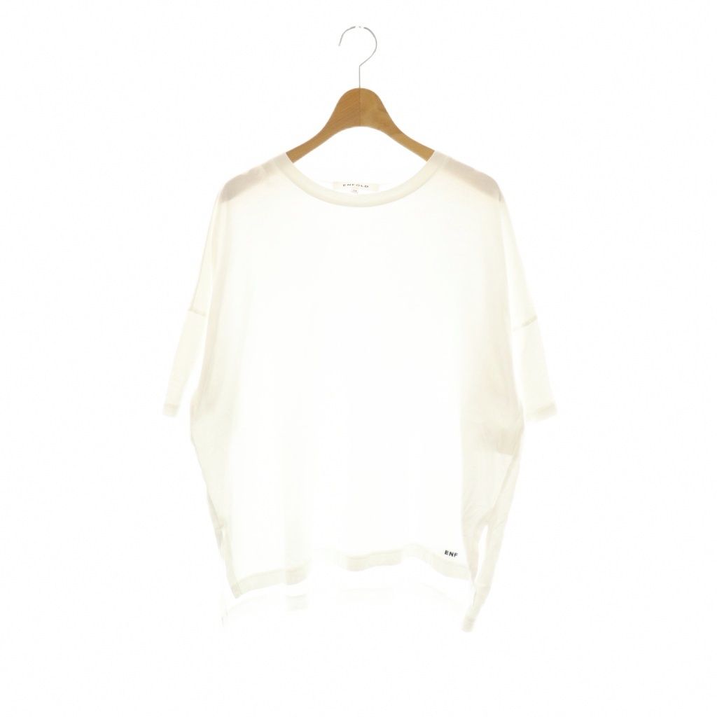 エンフォルド ENFOLD 25SS SLIT BIG T-SHIRT Tシャツ カットソー 半袖 コットン 38 白 NR OS