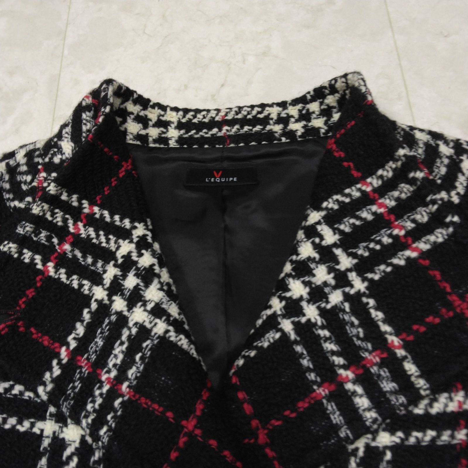 レキップ 2way ダッフルコート チェック ネイビー 38 Jackal 140s 