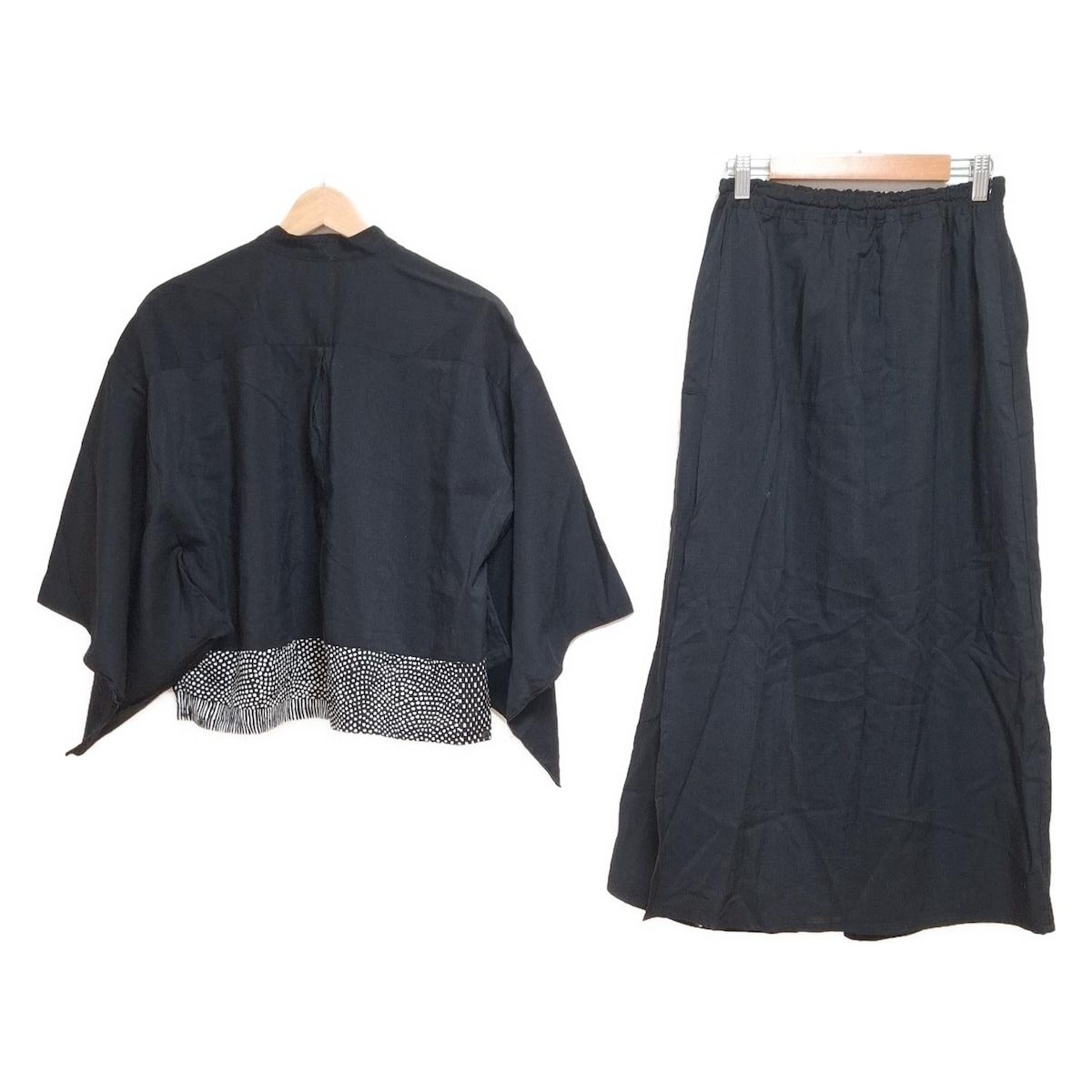 SOU SOU ソウソウ レディースパンツセットアップ レディース - 黒×白 毛斯綸 ウエストゴム