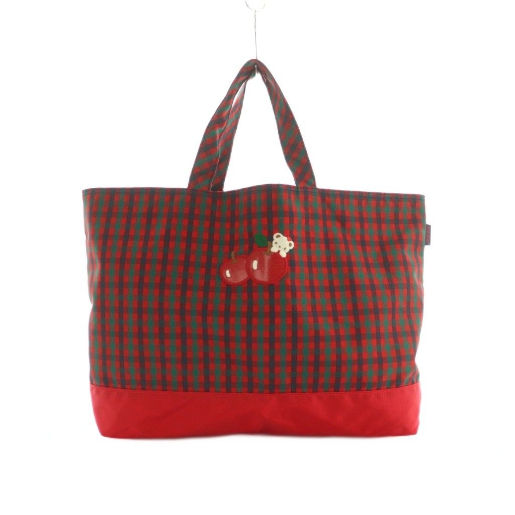 familiar ファミリア トートバッグ レッスンバック 赤チェック 名札