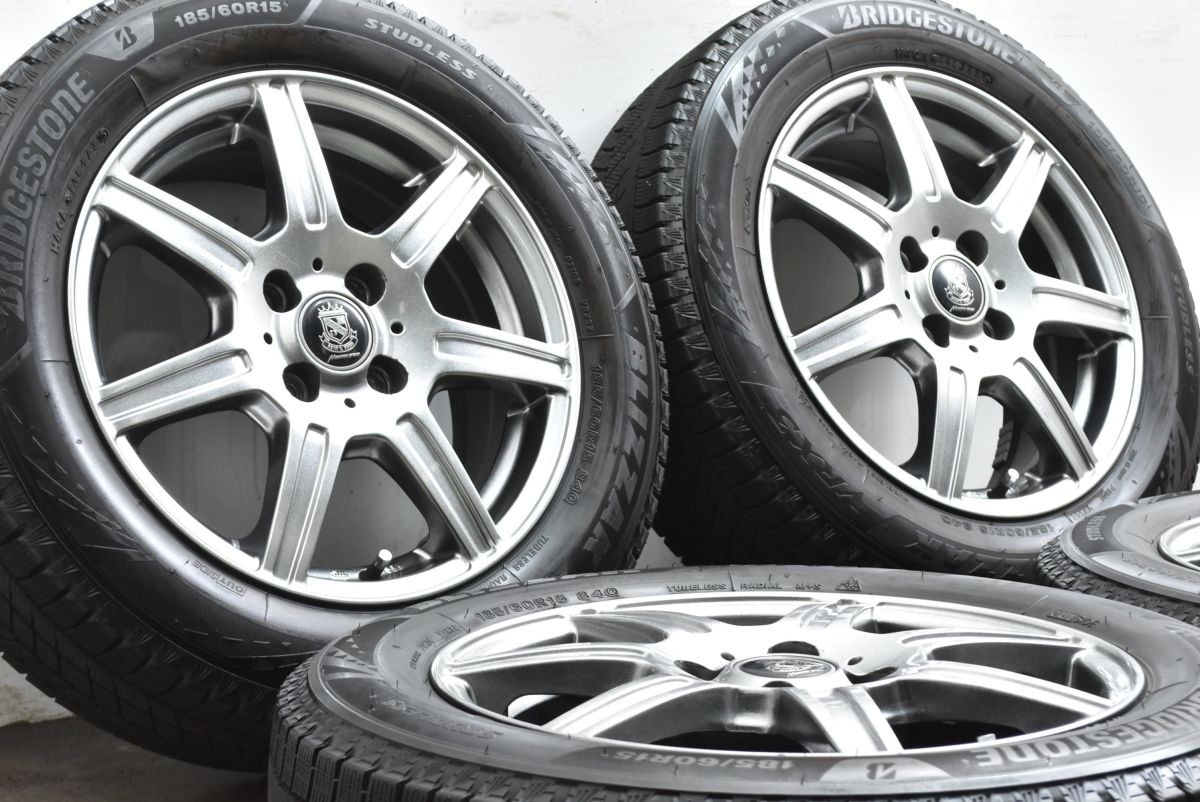 VRX 3付 マナレイ 15 in 6 J 45 PCD 100 ブリヂストン ブリザック 185 60 R ヤリス フィット シャトル グレイス アクア ヴィッツ