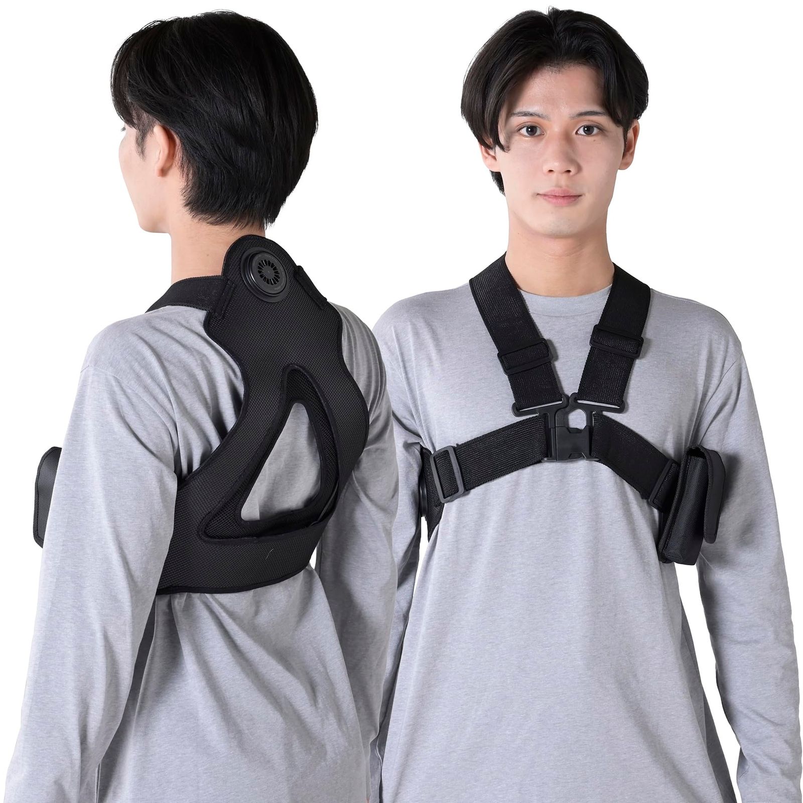 山善 ペルチェ ベスト 3Dメッシュ 大容量10000mAh バッテリー付き 作業服 水冷服 冷水服 ファン付きウェア 熱中症対策 YPLT-3 ブラック 本体 バッテリー Free Size ペルチェベスト