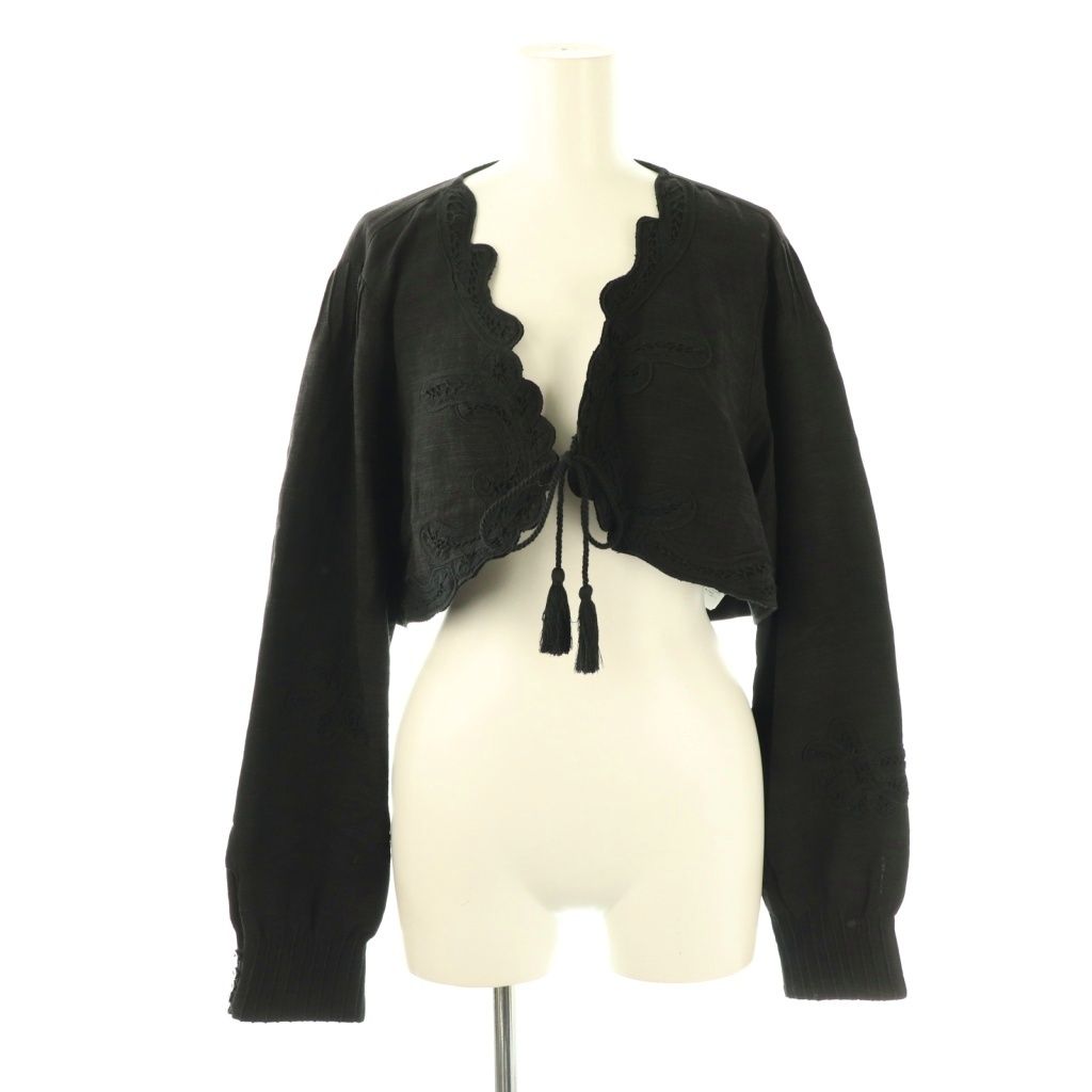 アメリヴィンテージ Ameri VINTAGE 25SS MEDI BATTEN LACE BOLERO BLOUSE ブラウス レース 長袖 F ブラック HK OS