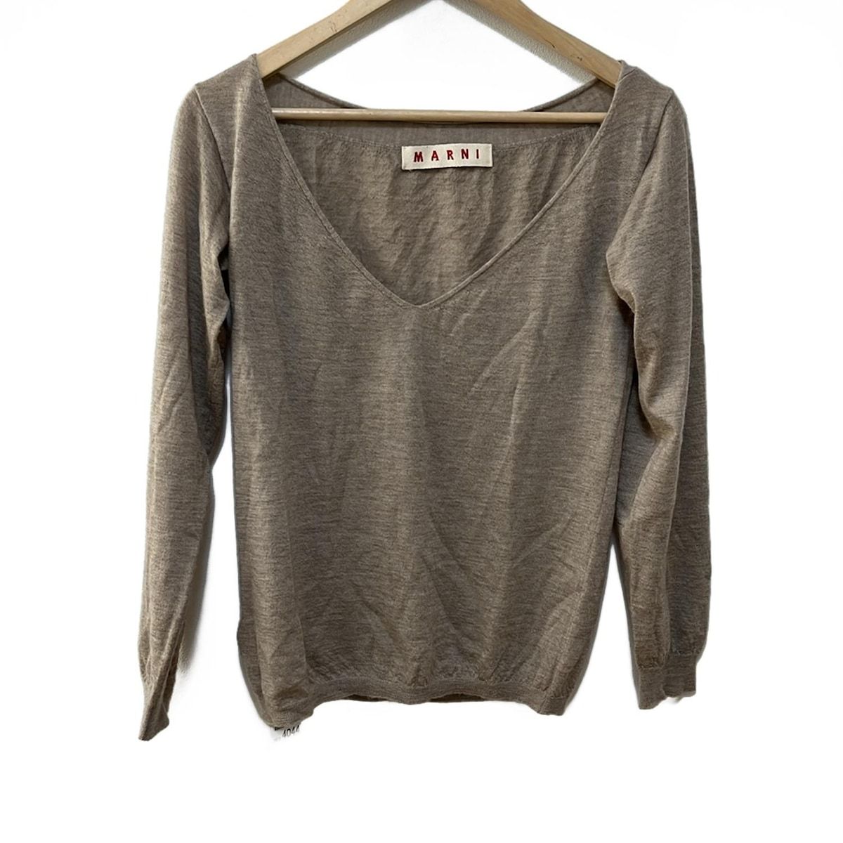 MARNI マルニ 長袖カットソー サイズ42 M レディース - ライトブラウン Vネック カシミヤ