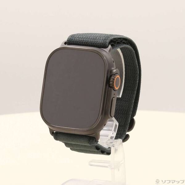 〔 〕 Apple Watch Ultra 2 GPS Cellular 49mm ブラックチタニウムケース ダークグリーンアルパインループ 344