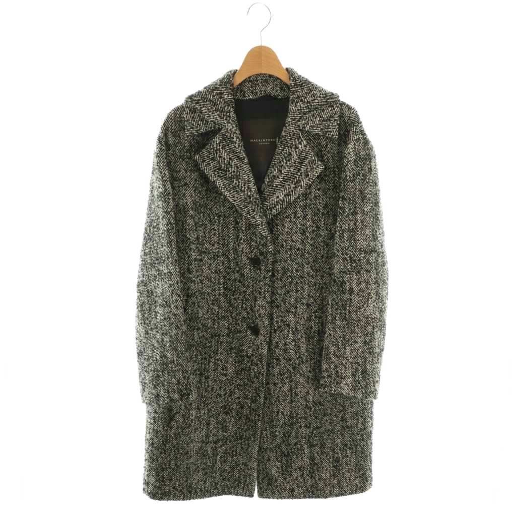 マッキントッシュ ロンドン MACKINTOSH LONDON DURRIS デュリス ウールツイードコート アウター 38 ブラック ホワイト DF OS