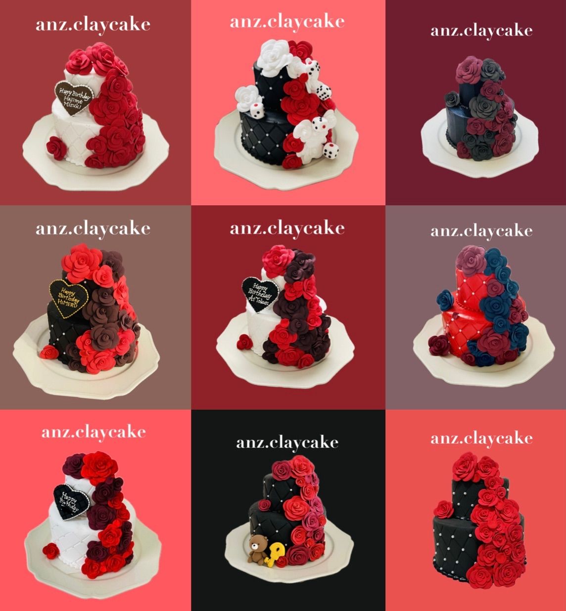 キルティング　クレイケーキ　推しケーキ　推しカラー　生誕祭　推し活　赤色　推し バラのキルティングケーキ 推しカラー 推し活 メンバーカラー 紫 生誕