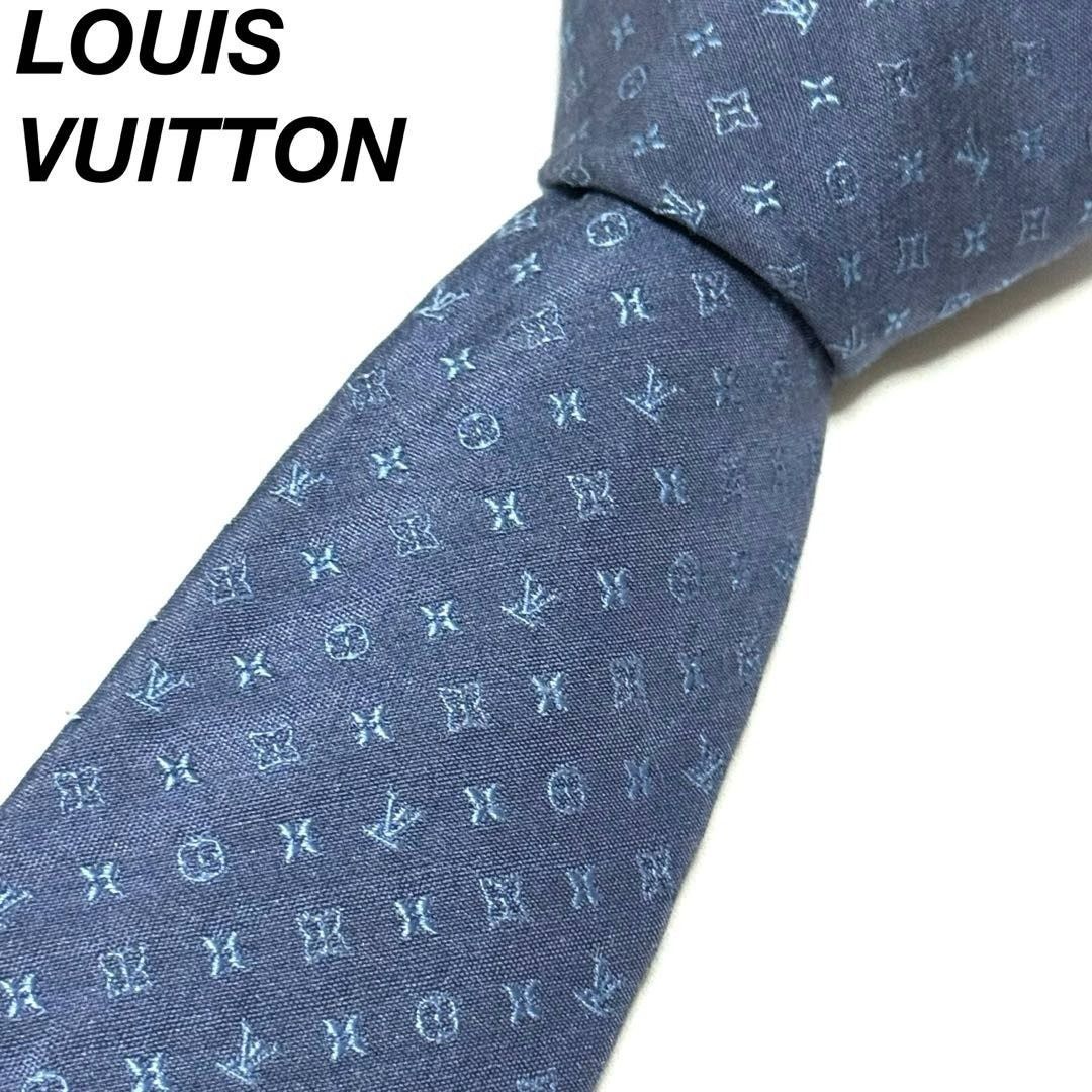 LOUIS VUITTON モノグラム シルク100 購入 % 紺色 ネクタイ0907
